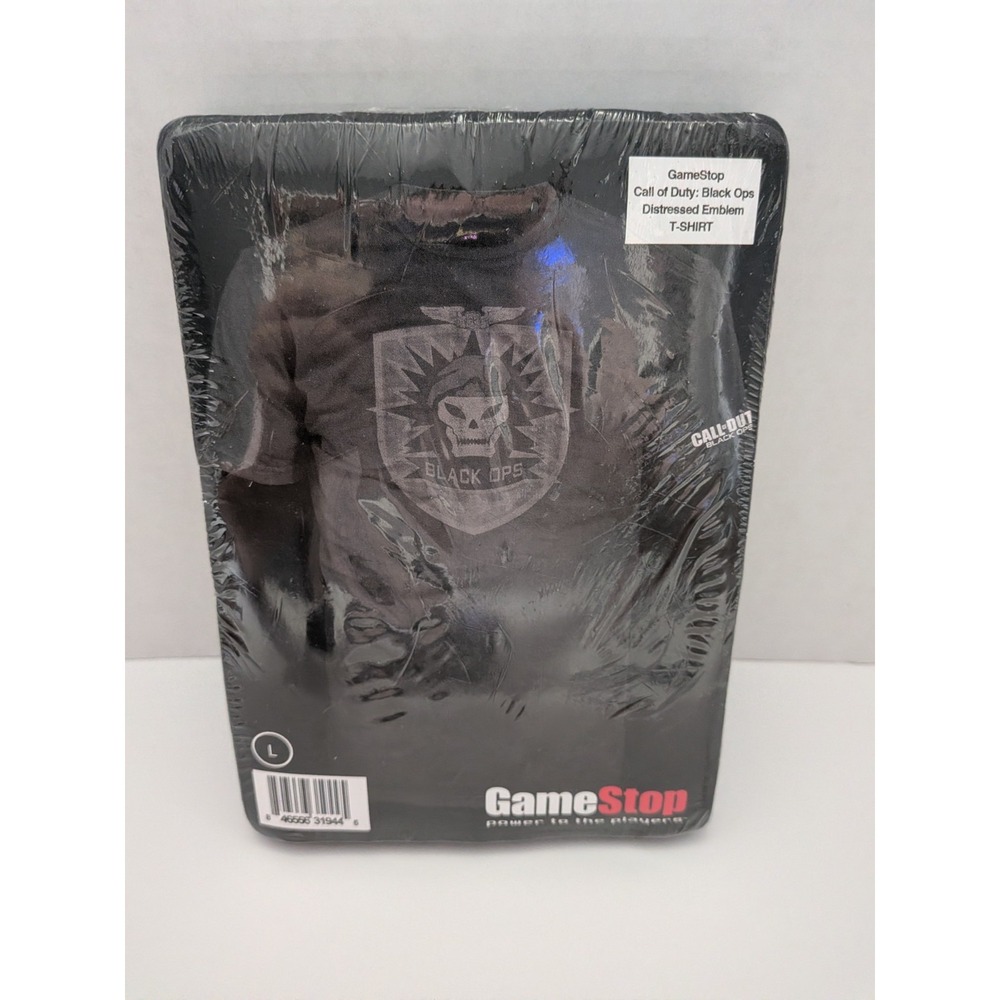 Call of Duty Black Ops Distressed Emblem T-Shirt GameStop Promo Black Large NEW